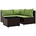 Set Mobili da Giardino 4 pz con Cuscini in Polyrattan Marrone - Foto miniatura 1