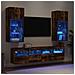 Mobili TV a Muro con LED 5pz Rovere Fumo in Legno Multistrato - Foto miniatura 2