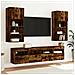 Mobili TV a Muro con LED 5pz Rovere Fumo in Legno Multistrato - Foto miniatura 4