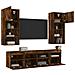Mobili TV a Muro con LED 5pz Rovere Fumo in Legno Multistrato - Foto miniatura 5