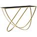 Consolle Ring Con Anelli In Ferro Oro E Piano Vetro Nero 120x40x79 Cm - Foto miniatura 4