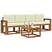 Set di divani da esterno con cuscino 5 pcs Naturale e Crema - Foto miniatura 3