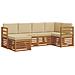 Set divani 6 pcs Naturale e Beige Legno di Acacia Massello - Foto miniatura 1