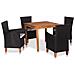 Set Da Pranzo Da Giardino 5 Pz In Polyrattan Nero E Marrone - Foto miniatura 1