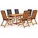 Set da Pranzo da Giardino 7 pz con Cuscini Legno di Teak Grigio - Foto miniatura 1