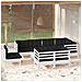 Set Divani Da Giardino 9 Pz Con Cuscini Bianchi Legno Di Pino - Foto miniatura 1