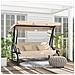 Dondolo Letto Da Giardino 3 Posti Con Tetto Regolabile E Vassoio, 200x120x164 Cm, Marrone Chiaro - Foto miniatura 2