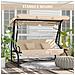 Dondolo Letto Da Giardino 3 Posti Con Tetto Regolabile E Vassoio, 200x120x164 Cm, Marrone Chiaro - Foto miniatura 6
