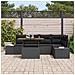 Set pranzo da giardino 6 pezzi con cuscini polyrattan nero e acacia - Foto miniatura 3