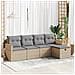 Set Divano da Giardino 5 pz con Cuscini Beige in Polyrattan - Foto miniatura 2