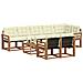 Set di divani da esterno con cuscino 9 pcs Naturale e Crema - Foto miniatura 3