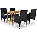 Set Mobili da Pranzo per Giardino 5 pz Nero - Foto miniatura 1