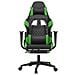 Sedia da Gaming Massaggio Poggiapiedi Nero e Verde Similpelle - Foto miniatura 7