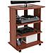 Mobile Tv In Legno Con 3 Ripiani E Ruote Mobiletto Carrello Televisore Ciliegio - Foto miniatura 1