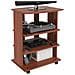 Mobile Tv In Legno Con 3 Ripiani E Ruote Mobiletto Carrello Televisore Ciliegio - Foto miniatura 5