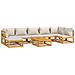 Set Salotto Giardino 8pz Cuscini Grigio Chiaro Legno Massello - Foto miniatura 1