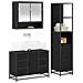 Set di mobili per il bagno 3 pcs Rovere Nero Legno multistrato - Foto miniatura 3