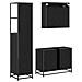 Set di mobili per il bagno 3 pcs Rovere Nero Legno multistrato - Foto miniatura 9