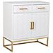 Credenza Con 2 Cassetti E 2 Ante In Legno E Metallo Bianco 80x39,5x89 - Foto miniatura 1