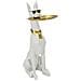 Scultura Cane Ory Svuotatasche Grande Low-poly In Resina Bianca E Oro - Foto miniatura 1