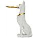 Scultura Cane Ory Svuotatasche Grande Low-poly In Resina Bianca E Oro - Foto miniatura 3
