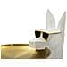 Scultura Cane Ory Svuotatasche Grande Low-poly In Resina Bianca E Oro - Foto miniatura 6