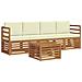 Set divani 5 pcs Naturale e Crema Legno di Acacia Massello - Foto miniatura 1