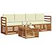 Set divani 5 pcs Naturale e Crema Legno di Acacia Massello - Foto miniatura 3