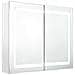Armadietto Bagno con Specchio e LED Bianco Lucido 80x12x68 cm - Foto miniatura 2