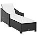 Lettino Prendisole Con Cuscino Bianco Crema In Polyrattan Nero - Foto miniatura 2
