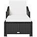 Lettino Prendisole Con Cuscino Bianco Crema In Polyrattan Nero - Foto miniatura 3