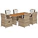 Set da Pranzo da Giardino 7 pz con Cuscini Beige in Polyrattan - Foto miniatura 1