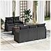 Set di divani da giardino 6 pezzi con cuscini neri in polyrattan acacia, Divano da giardino a 2 posti con storage e cuscini neri in polyrattan - Foto miniatura 2