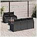 Set di divani da giardino 6 pezzi con cuscini neri in polyrattan acacia, Divano da giardino a 2 posti con storage e cuscini neri in polyrattan - Foto miniatura 3
