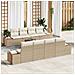 Set di divano da giardino con cuscini beige polyrattan acacia da 9 pezzi - Foto miniatura 2