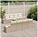 Set di divano da giardino con cuscini beige polyrattan acacia da 9 pezzi - Foto miniatura 3