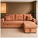 Glasgow Divano Angolare Trasformabile A 4 Posti Con Cassapanca In Velluto A Coste In Terracotta - Foto miniatura 5