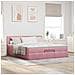 Struttura Letto Pouf con Materasso Rosa 200x200 cm Velluto - Foto miniatura 3