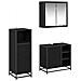 Set di mobili per il bagno 3 pcs Rovere Nero Legno multistrato - Foto miniatura 1