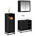 Set di mobili per il bagno 3 pcs Rovere Nero Legno multistrato - Foto miniatura 2