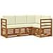 Set divani 4 pcs Naturale e Crema Legno di Acacia Massello - Foto miniatura 1
