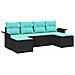 Set Divano da Giardino con cuscino 6 pcs Nero polyrattan - Foto miniatura 1
