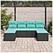 Set Divano da Giardino con cuscino 6 pcs Nero polyrattan - Foto miniatura 3