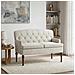 Loveseat con bottoni imbottiti Crema 111 x 65 x 79 cm Velluto - Foto miniatura 2