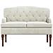 Loveseat con bottoni imbottiti Crema 111 x 65 x 79 cm Velluto - Foto miniatura 3