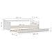 Divano Letto A Scomparsa In Legno Di Pino Bianco 90x200 Cm - Foto miniatura 8