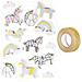 13 Adesivi 3d Unicorni 5 Cm + Washi Tape Dorato 5 M - Foto miniatura 1
