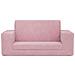 Divano Letto Per Bambini A 2 Posti Rosa In Morbido Peluche - Foto miniatura 2