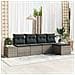 Set Divano da Giardino 5 Pezzi con Cuscini Grigio in Rattan - Foto miniatura 2