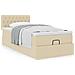 Struttura Letto Pouf con Materasso Crema 90x190 cm in Tessuto - Foto miniatura 4